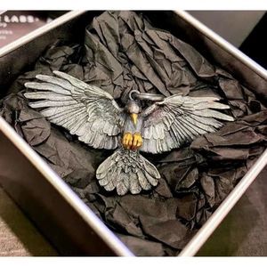 Silver antiqued titanium crow raven flying goth punk necklace new